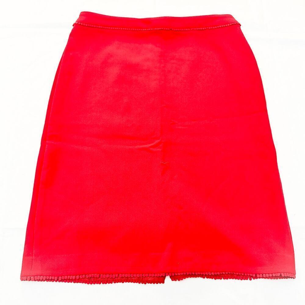 Ann Taylor Red Straight Pencil Skirt Scallop Detailing Size 14